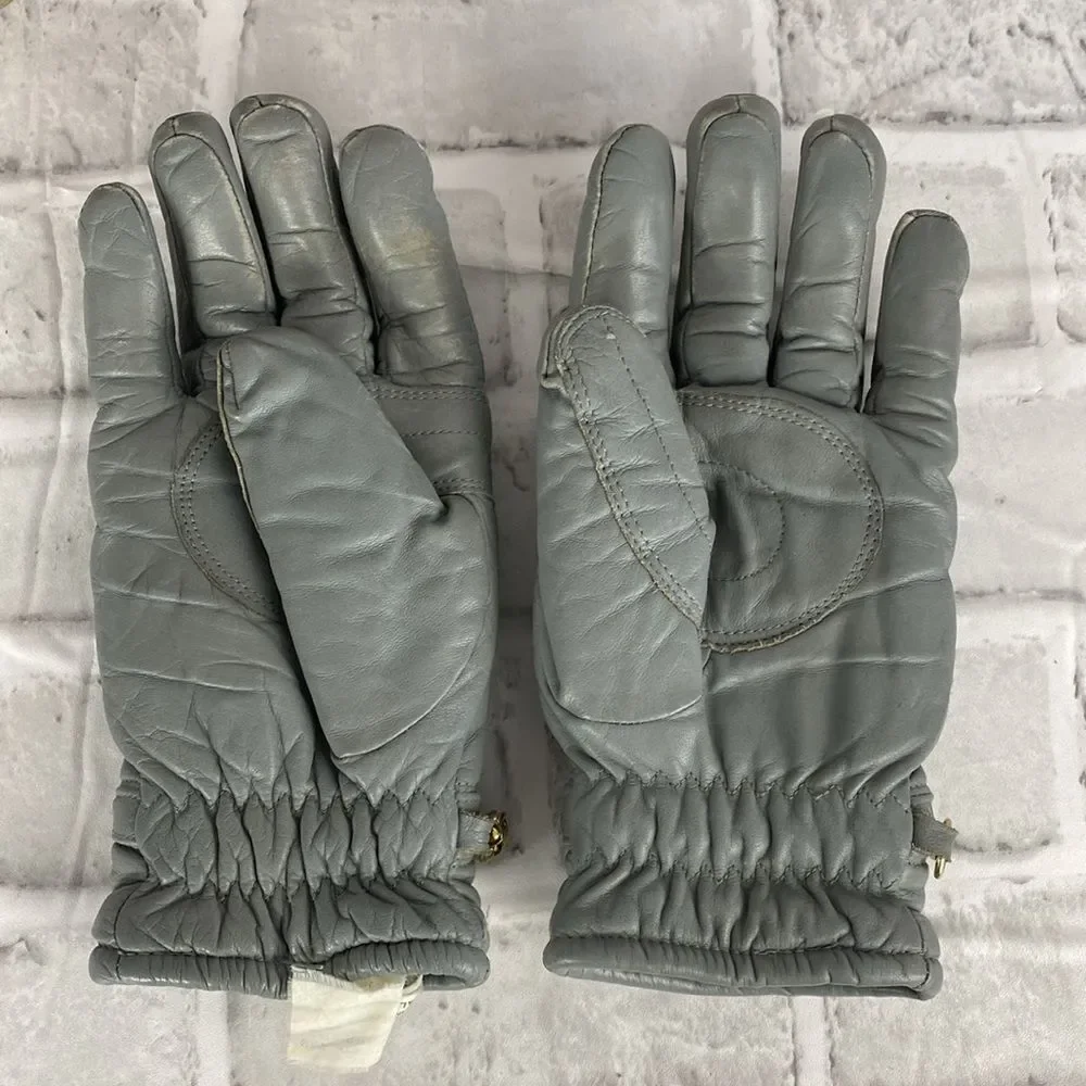 Vintage 80's Gray Leather Riding Gloves Size L  E